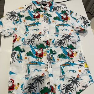 Denim and flower mens holiday shirt